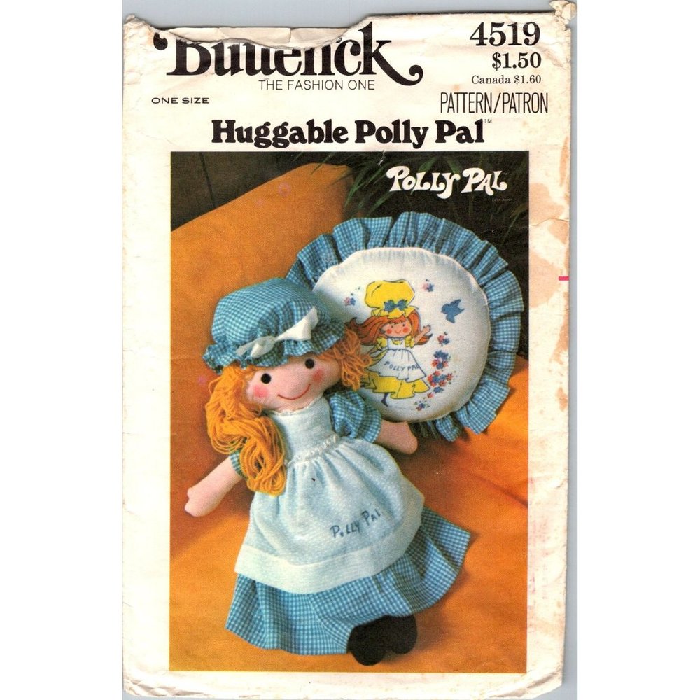 Vintage Craft Sewing PATTERN Butterick 4519 Polly Pal Doll with Clothes 1977